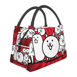 Nyanko Great War Battle Cats Lunch Bags Insulated Bento Box Lunch Tote Picnic Bags Cooler Thermal Bag for Woman Children Office