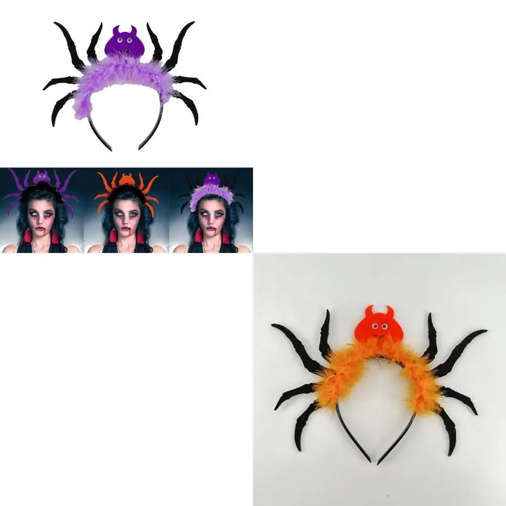 

652F Cartoon Spiders Hair Hoop Photoshoot Hair Holder Halloween Cosplay Party Costume Headwear for Children Women