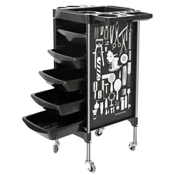 Salon Rolling Cart Hairdressing Tool Storage Trolley 5 Drawers Large Capacity Moveable Station Trolley Barber Supplies