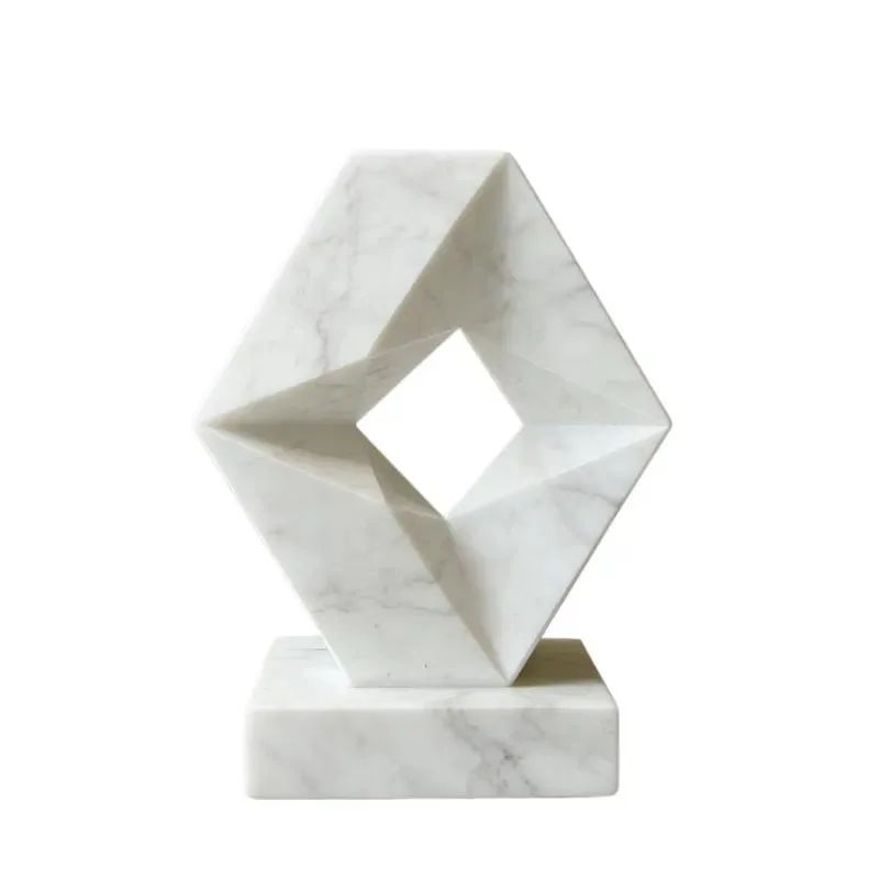 Modern Natural White Carrara Marble Stone Craft Luxury Home Decoration Ornament Elegant Interior Design Accent Piece