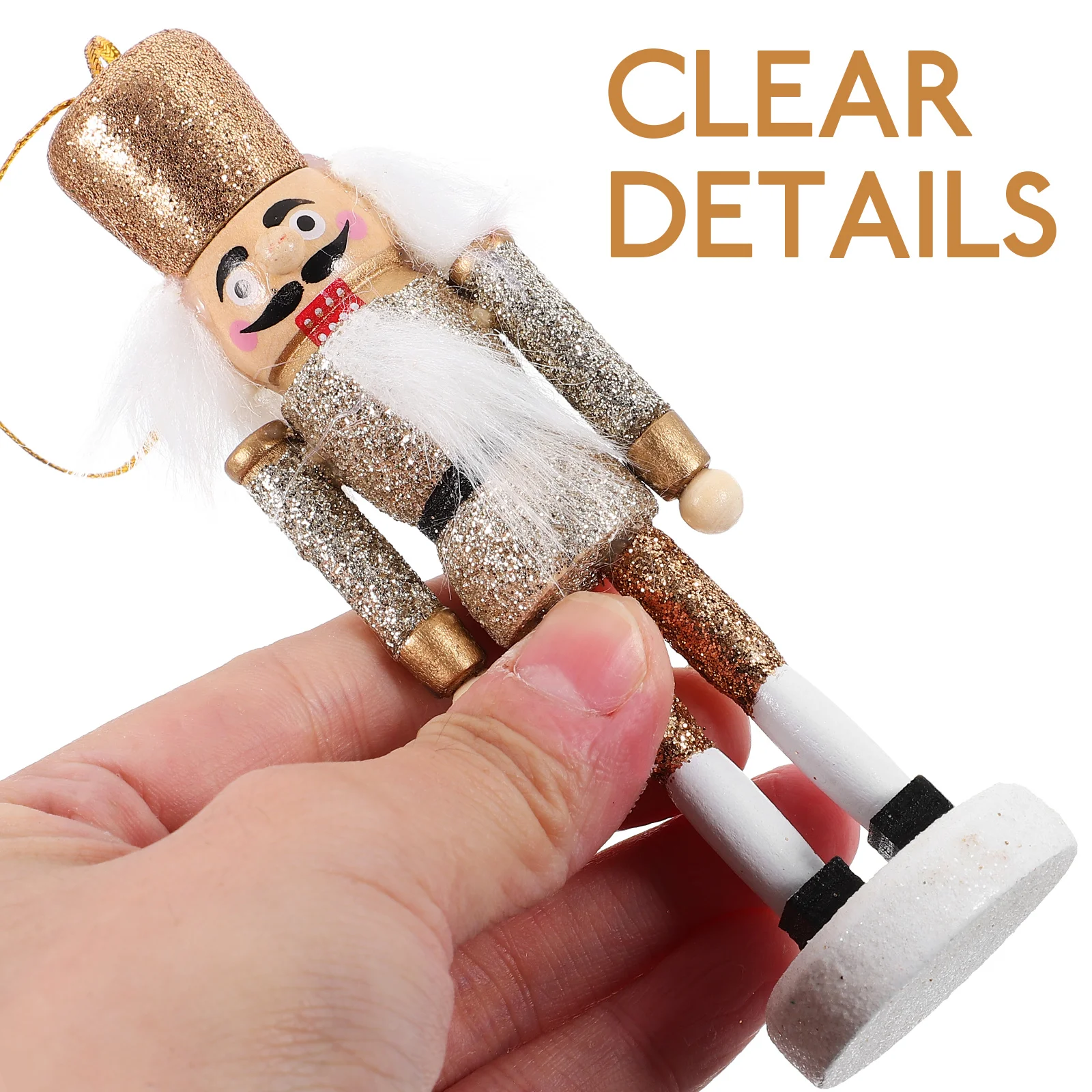 

6pcs Christmas Nutcracker Ornament Cute Wooden Hanging Figure Desktop Decoration Xmas Tree Wood Craft Gift For Wedding Party