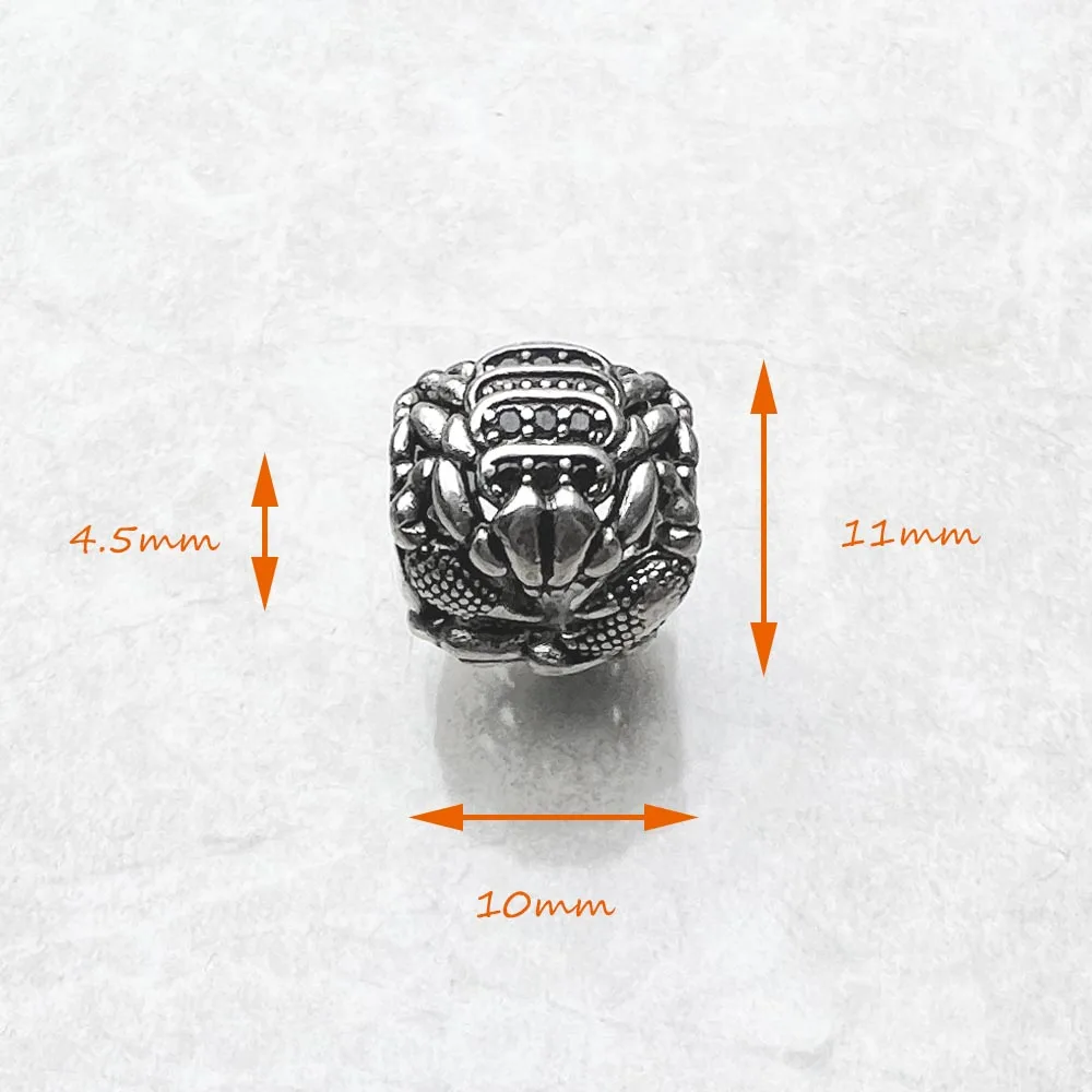 Black Scorpion Charm 5mm Hole For Women Men DIY Jewelry Making 925 Sterling Silver Punk Rebel Street Europe Fashion Gift