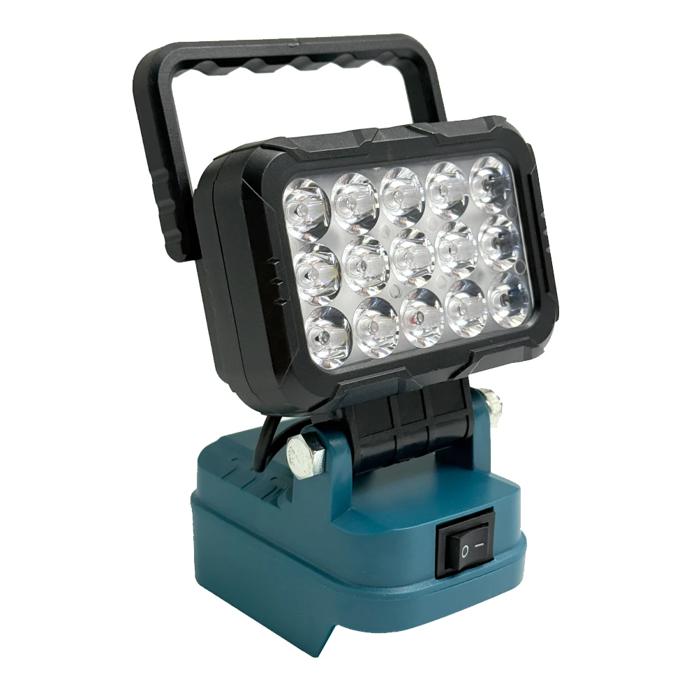 LED-Arbeitsleuchte, Scheinwerfer mit 2 USB-Ladeanschlüssen für Makita 18 V Li-Ionen-Akku, elektrische Taschenlampe für Camping im Freien – Detail 11