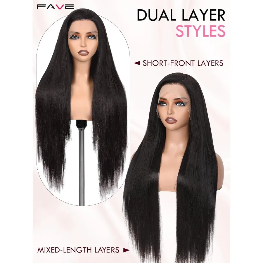 13x4 Темно-коричневый парик спереди, длина 30 дюймов, прямой синтетический парик спереди, предварительно выщипанный для ежедневного использования, для начинающих, Natu