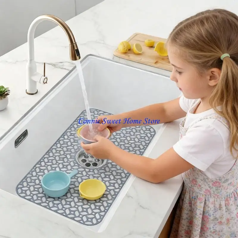 

LXAF Soft Flexible Dish Rack For Plates And Utensils In Sink Area Gray