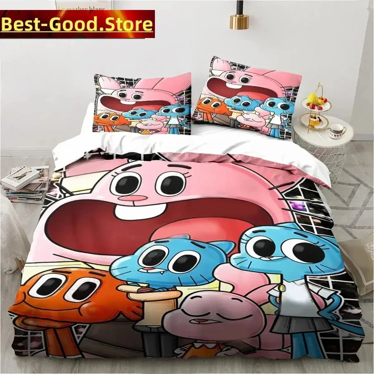 Cartoon The Amazing World Bedding Set Gumball Boys Girls Twin Queen King Size Duvet Cover Pillowcase Bed boys Adult