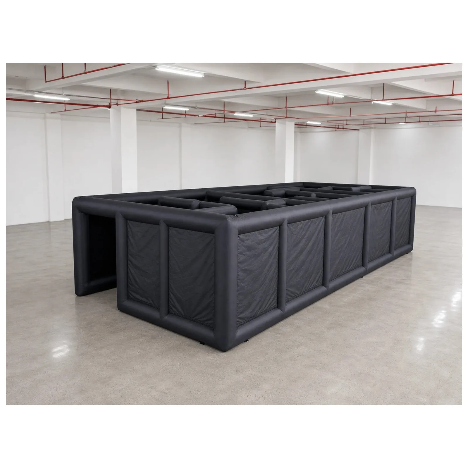 Large Plain Black Inflatable Maze 4X10m 13X33ft with Blower Sports Game Exciting Party Events Kids and Adults Outdoor Fun