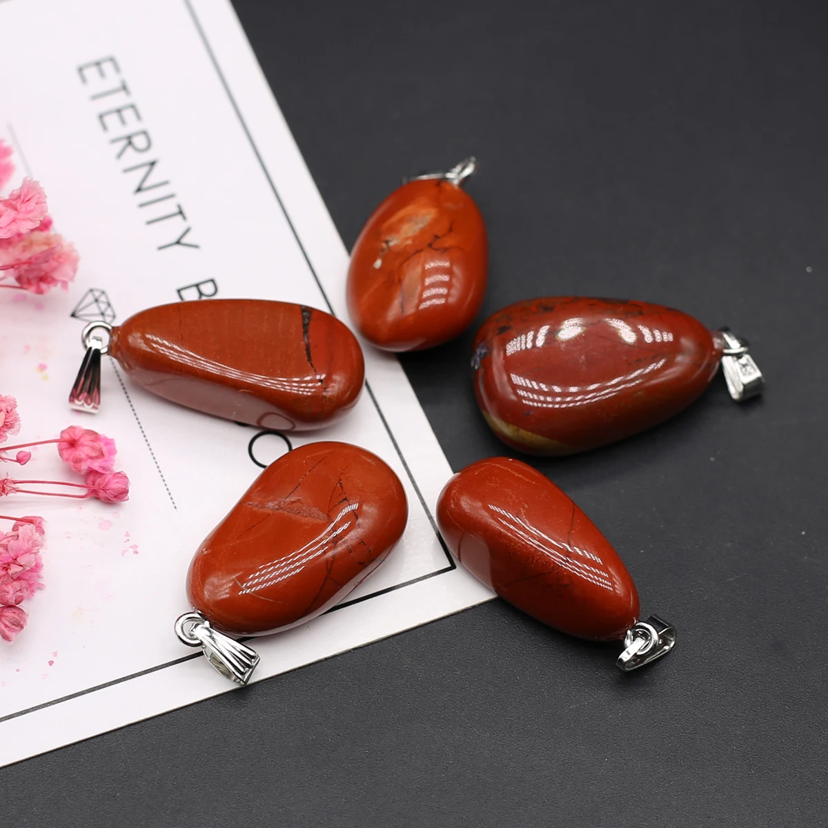 10pcs Natural Stone Pendant Charms Natural Rose Quartzs India Agates Pendant for Making DIY Jewerly Necklace Aaccessories