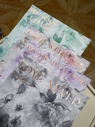 Valentine's Day Art Aesthetics Oil Painting Kraft Paper Sheets LOVE Hot Stamping Foil Flower Wrapping Paper