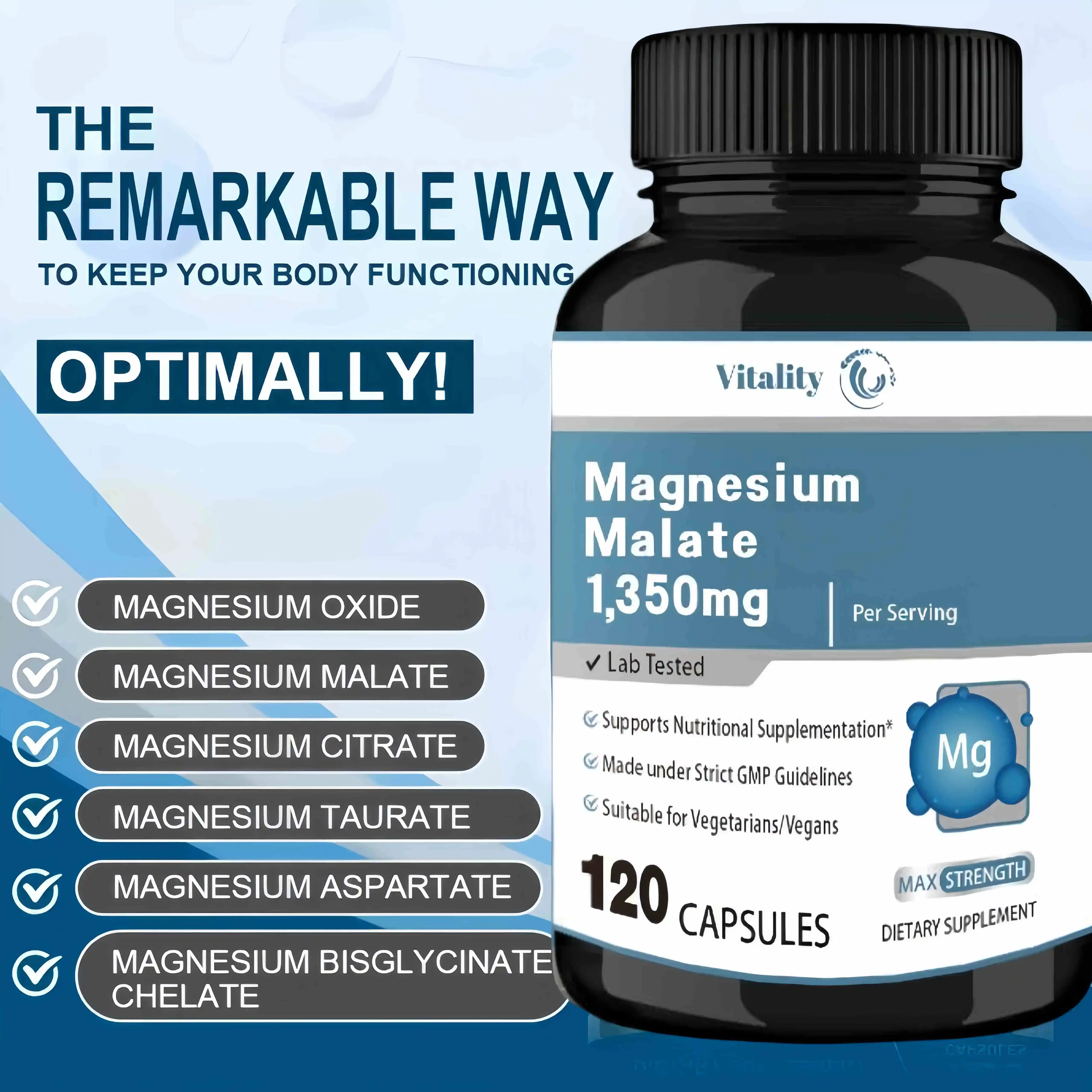 Vitality Complex Magnesiumcapsules Voedingssupplement Minerale chelates Myasthenie Neurogene slapeloosheid