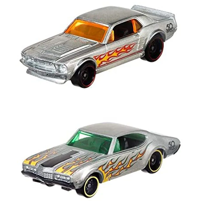 Hot Wheels 50Th Anniversary Zamac Flames Series 2018Z FRN24Ford Mustang FRN27Buick FRN26Plymouth FRN29Dodge Demon Toy Car Model