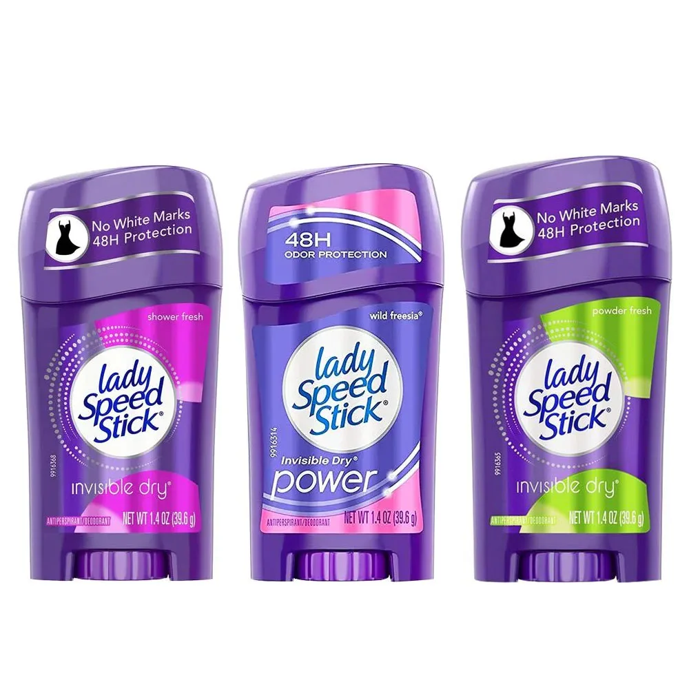 

Lady Speed Stick Invisible Dry And Odor Removing Body Armpits Sweatproof Shower Fresh 1.4 oz For Men Women