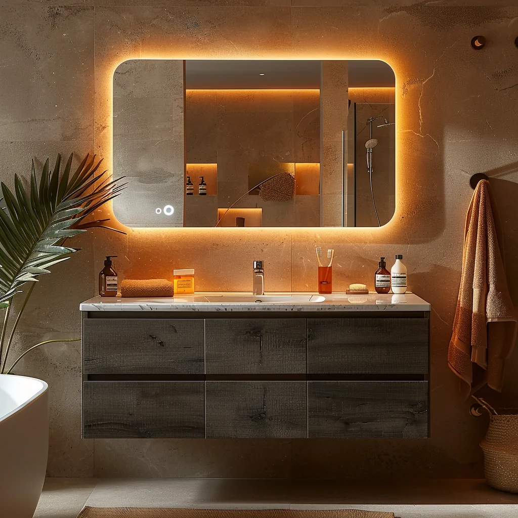 

Wall Mounted Hanging Bathroom Cabinet Bathroom Vanity Sets Single Sink Bathroom Vanity Cabinet with Mirror Customizable