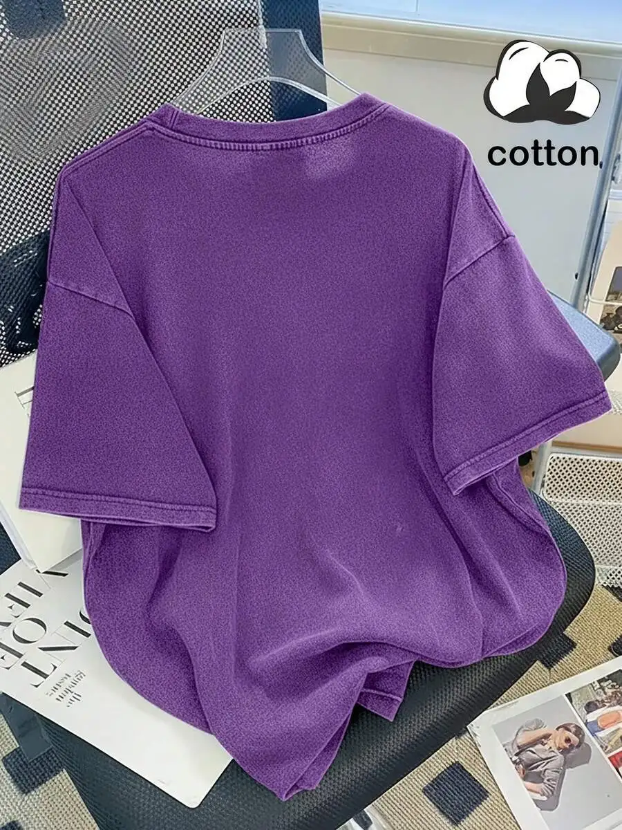 2026 Fashion New Arrival Womens Casual Short Sleeve T Shirt Hot Girl Portrait Print Washed Cotton Crew Neck Tee 100% Percent Cotton Everyday Wear Basic Top T Shirt