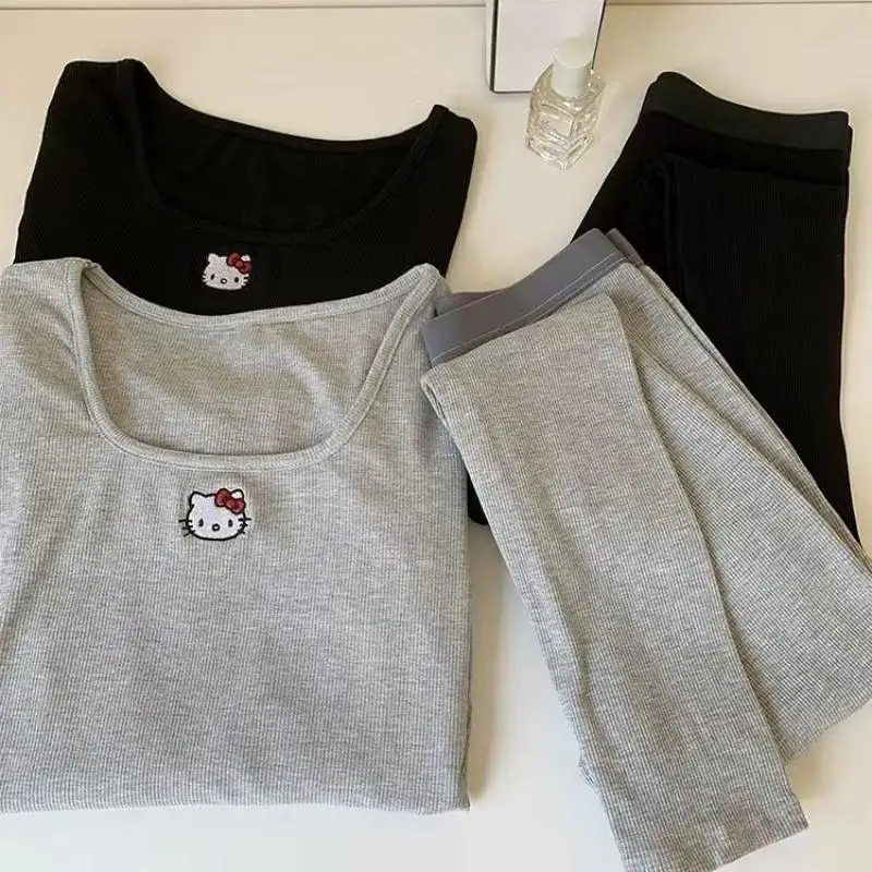 サンリオハローキティサーマルアンダーウェア、チェストパッド付きロングパンツ、スレッドスリミングウェア、秋冬