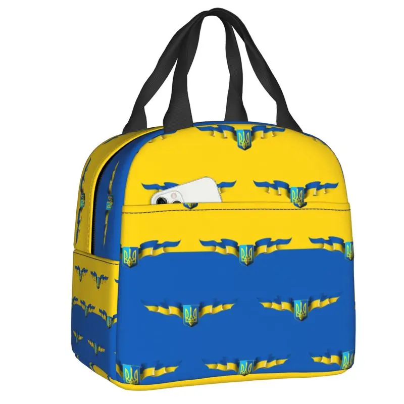 Flag Of Ukraine Insulated Lunch Bag for Work School Ukrainian Coat Of Arms Waterproof Thermal Cooler Lunch Box Women Kids