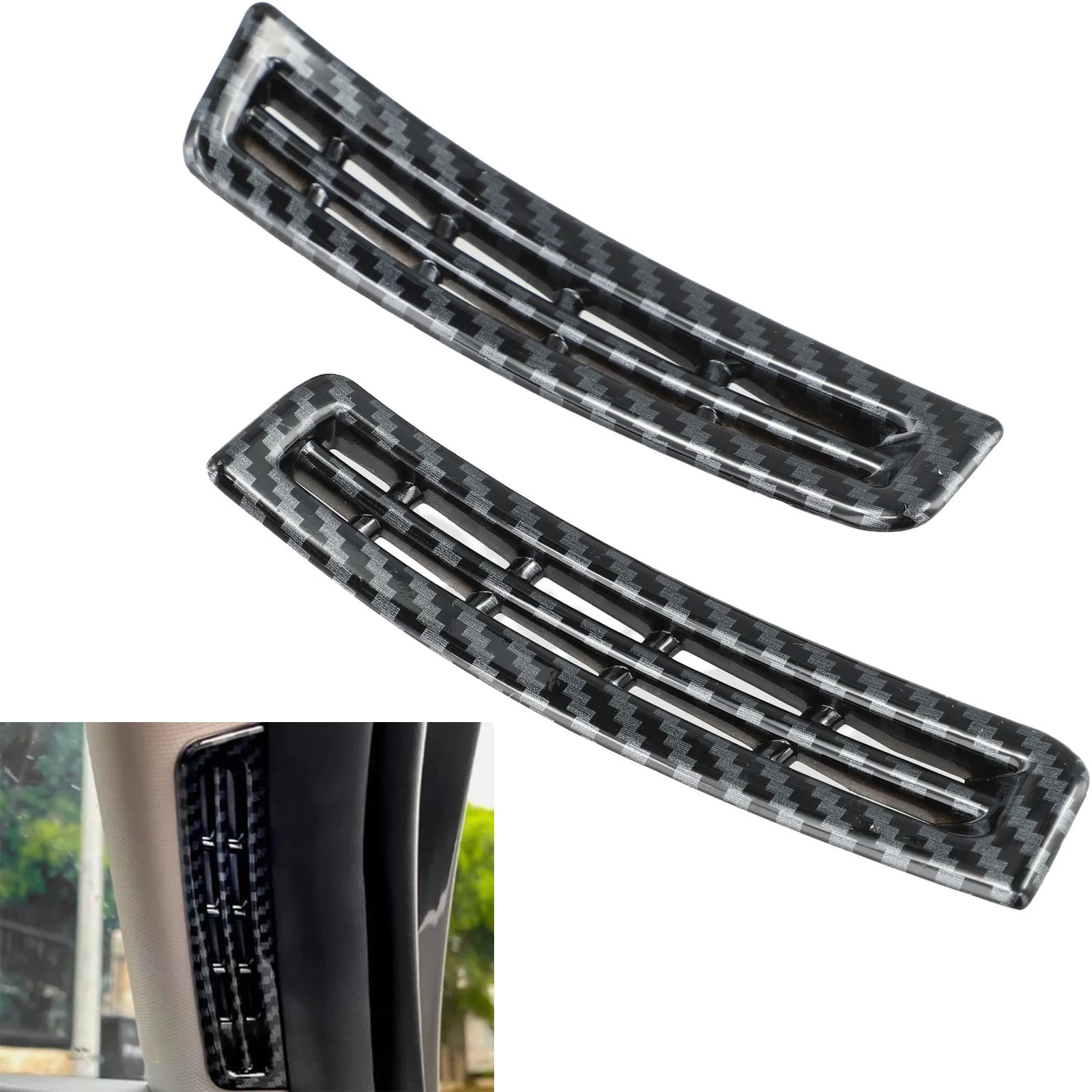 مجموعة من 2 ألياف الكربون نمط عمود تنفيس الهواء يغطي ABS البلاستيك لشركة هيونداي توكسون نموذج سنوات 2022 إلى 2025 الداخلية #6