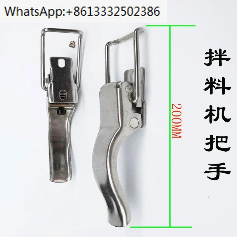 

bent button cover of mixer pulls button of the mixer and locks the handle of hopper of color mixing machine.