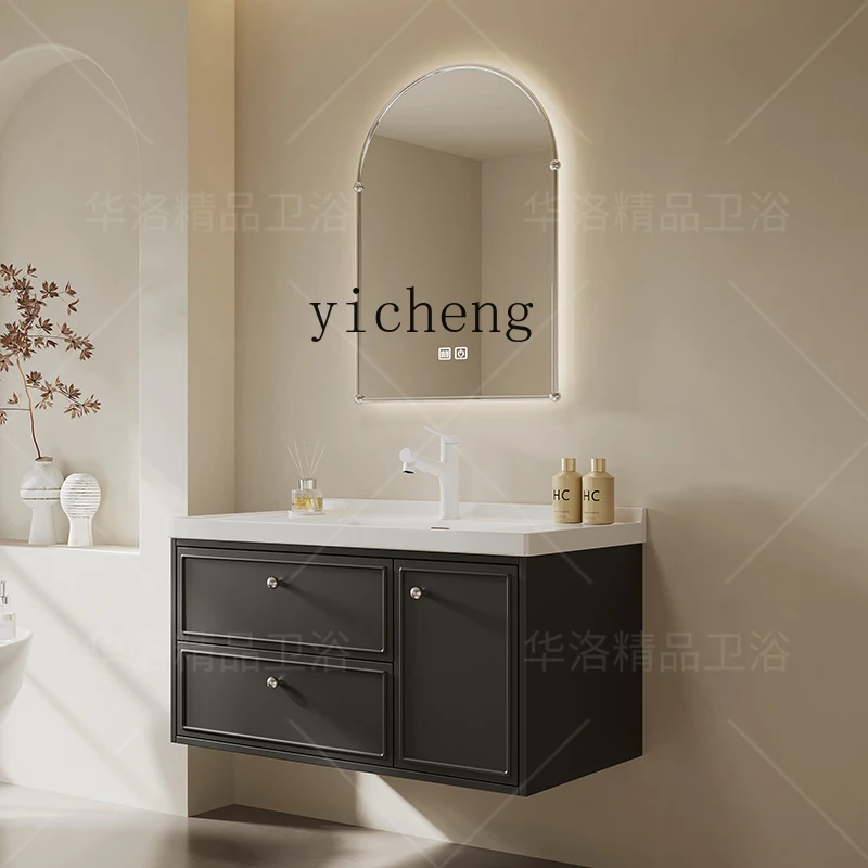 XL Rubber Wood French Retro Bathroom Cabinet Combination Ceramic Integrated Basin Hand Washbasin