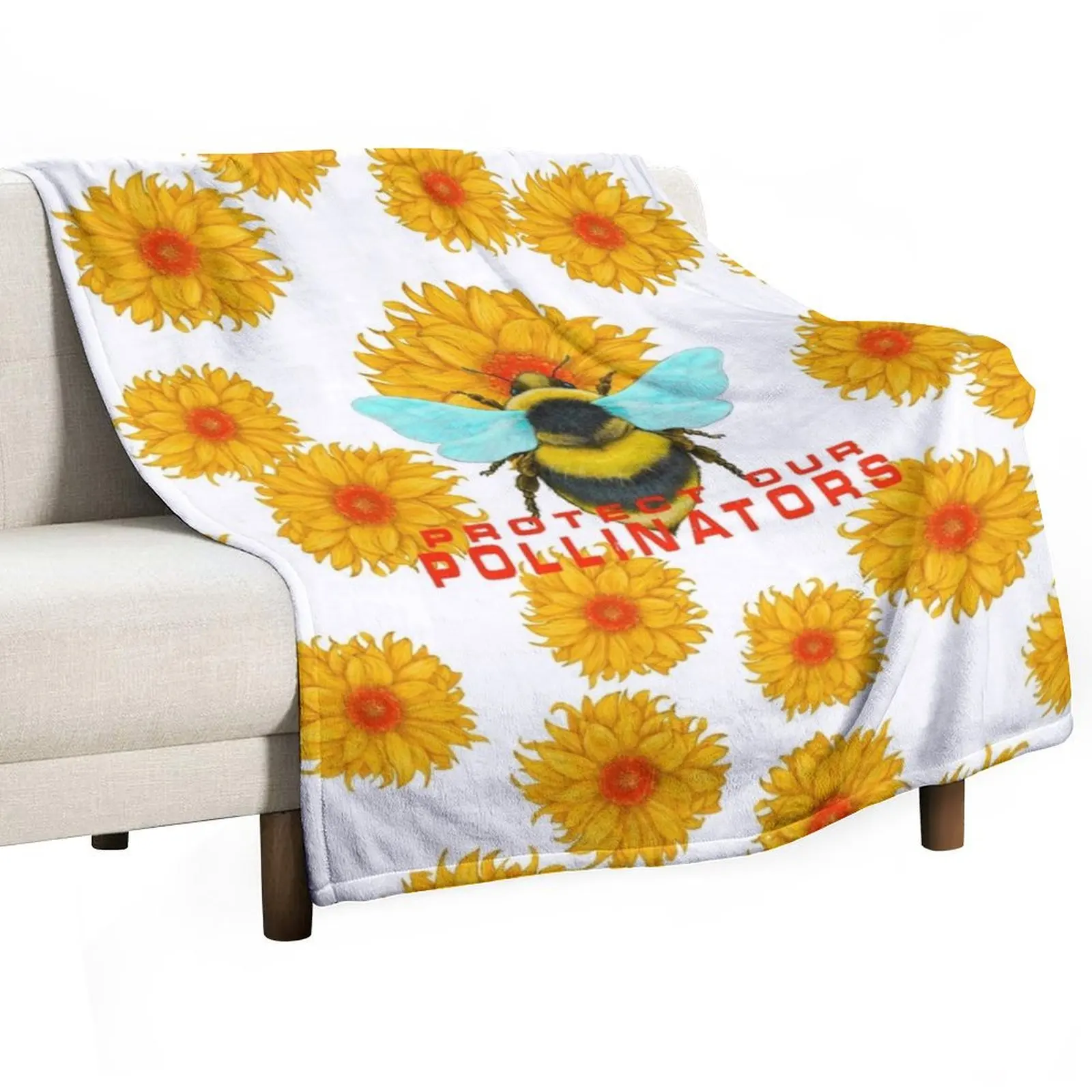 

Protect Our Pollinators Bumblebee and Sunrise Daisy #2 Throw Blanket Comforter Multi-Purpose For Sofa Thin Sofa Blankets