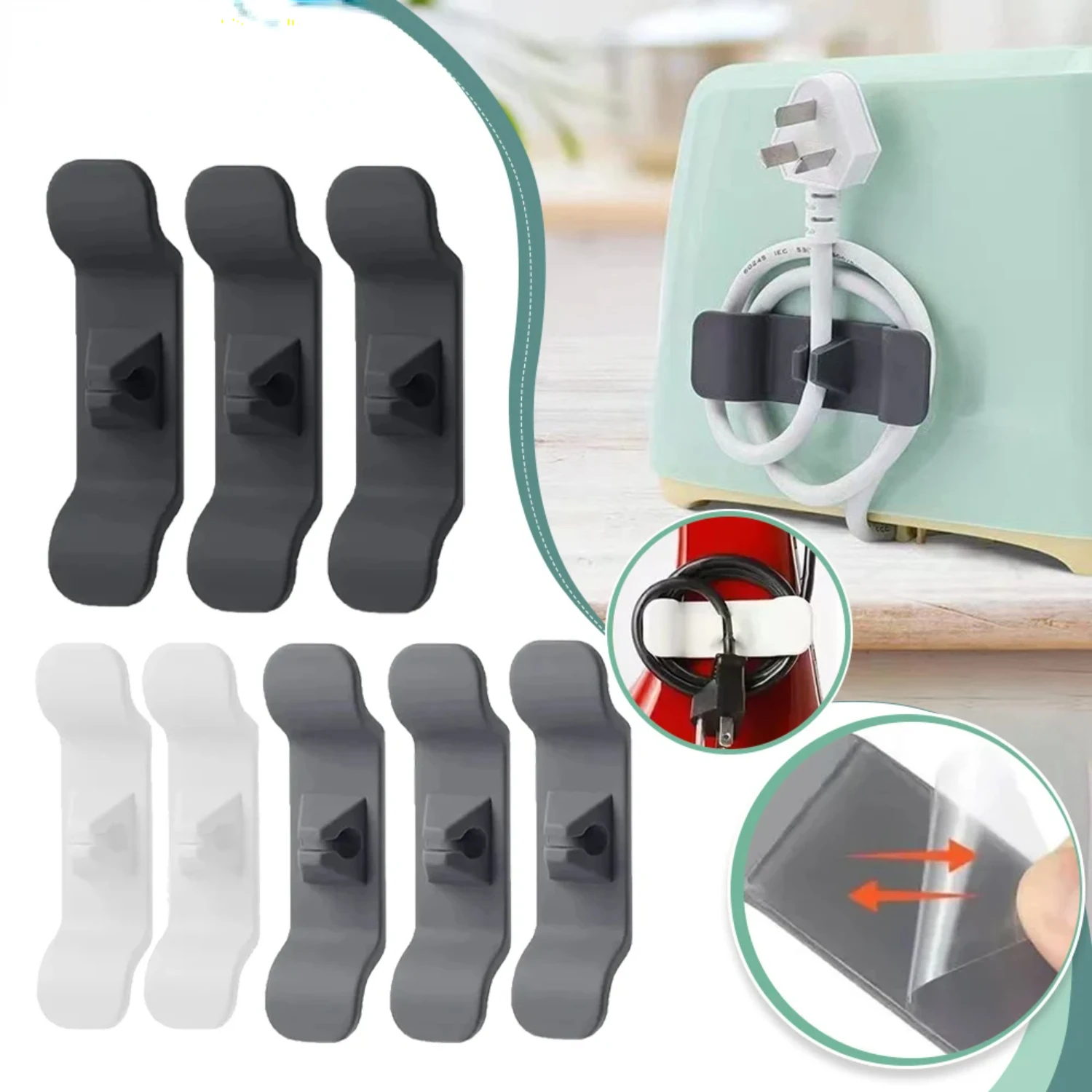 Adjustable Cable Clips Organizer Winder for Kitchen Appliance, Protect Wires with Table Cord Wrapper, Manage Cables with Winding