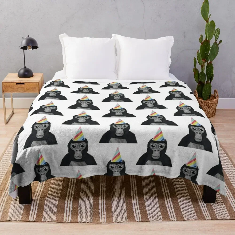 

Gorilla tag monkey with birthday hat Throw Blanket