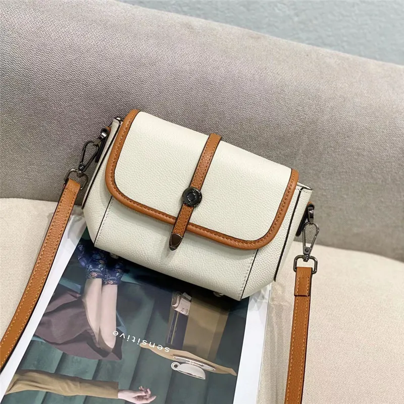 

Women Messenger Bags Genuine Leather Designer Small Purses Handbags Popular Contrast Color Elegant Ladies Shoulder Crossbody Bag