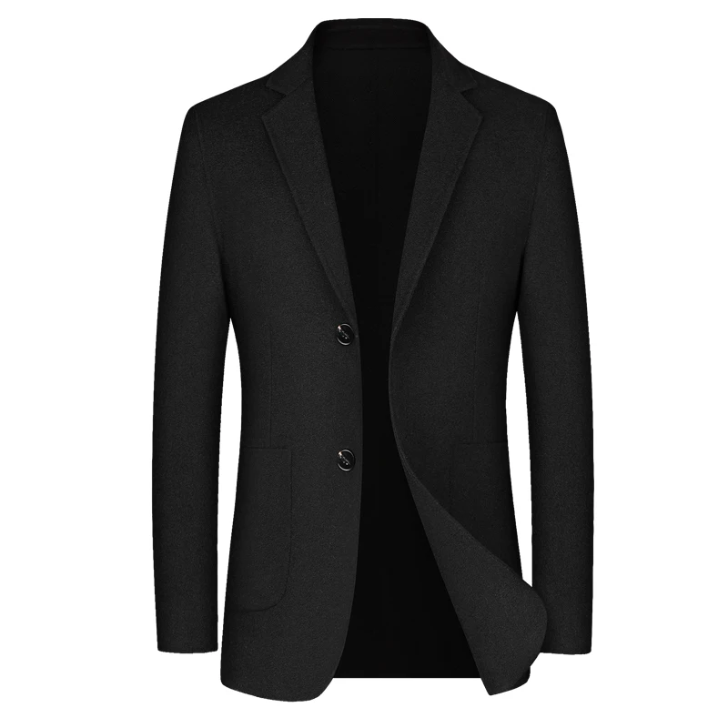 بدلة رجالية جديدة عالية الجودة عصرية وأنيقة ومتعددة الاستخدامات وغير رسمية بلون سادة من الصوف والصوف #3