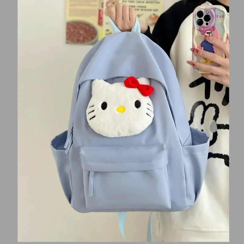 Sanrio Hello Kitty estudante mochila, desenho animado, leve e grande capacidade, mochila casual bonito, novo