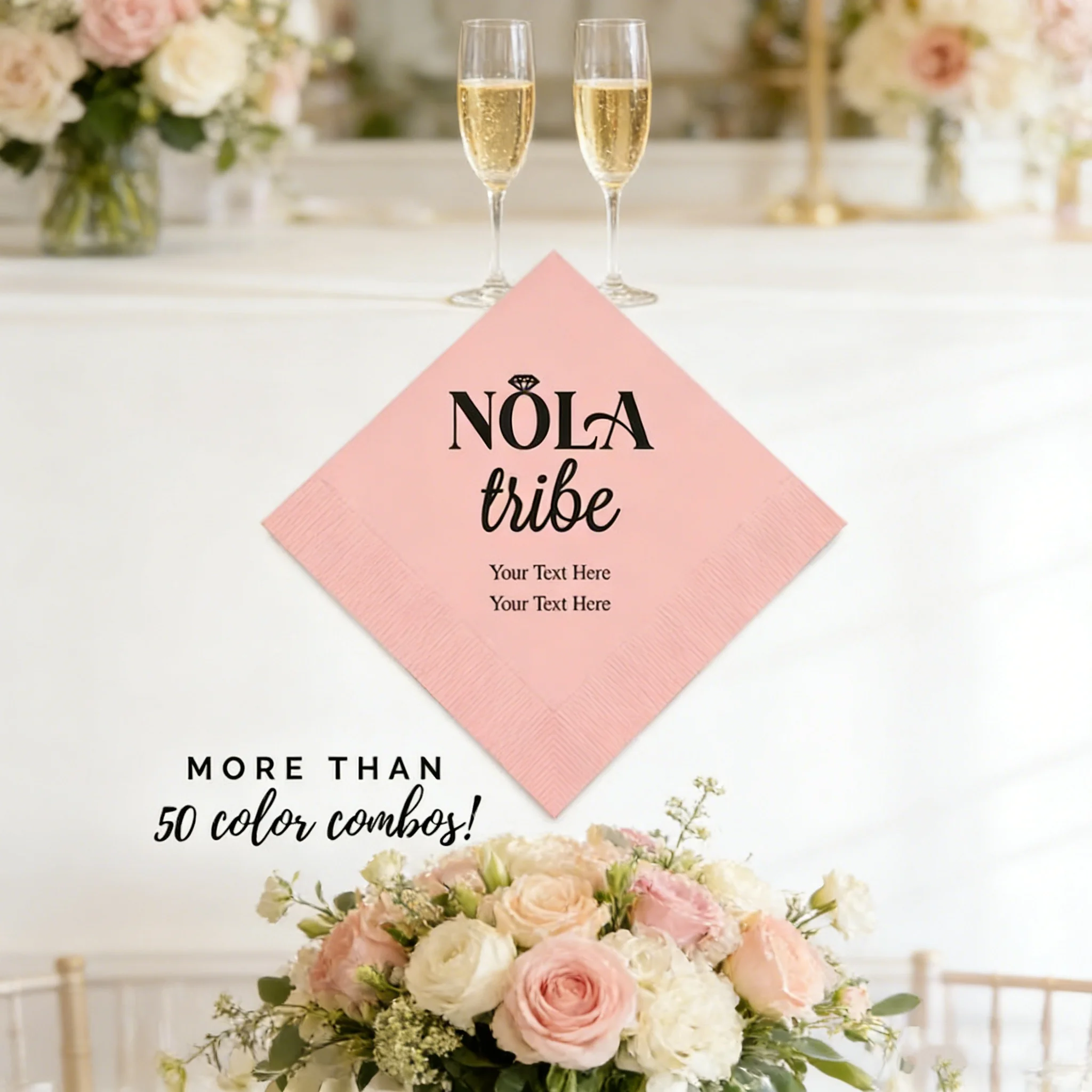 

50 шт. персонализированных коктейльных салфеток NOLA Tribe, набор из 50 штук, индивидуальные принадлежности для свадебной вечеринки в Нью-Орлеане, для девичника