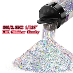 Silver Nail Glitter Chunky  80G/2.85OZ  1/128