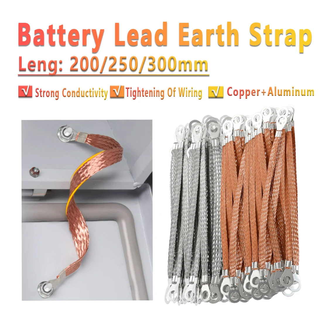 

100 Jumper Ground Wires, Jumper Cables, Suitable For Photovoltaic Distribution Boxes, Length 200/250/300mm