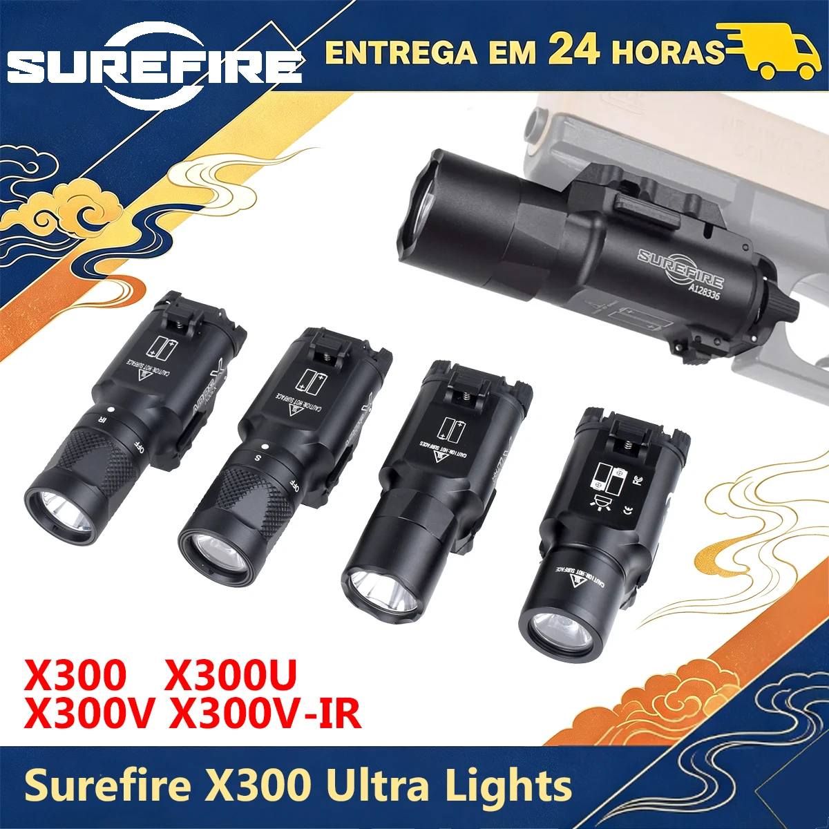 Surefire X300 Ultra X300V IR SF X300U XH35 Tactical LED Flashlight for GLOCK 17 19 Hunting Airsoft Scout Light 20mm Rail Hanging