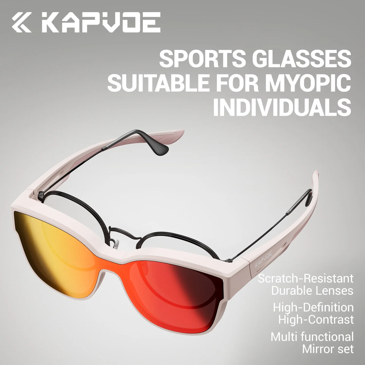 KAPVOE Over-Glasses Outdoor Sports Sunglasses Suitable Wear Over Prescription Glasses Ideal Cycling Driving Running Sunglasses
