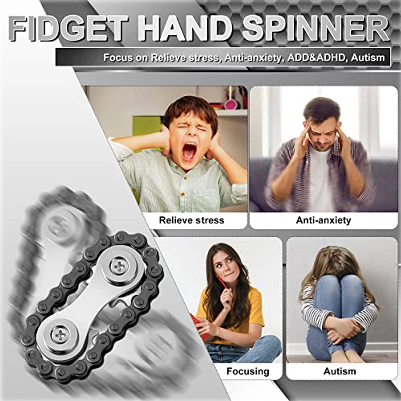 Chain Tooth Flywheel Fidget Spinner Antistress Anxiety Metal Bike Chains EDC Spinner Fidget Toys for Children Adult Hand Toy