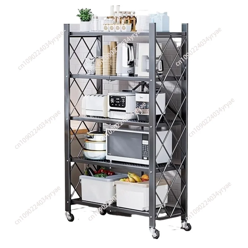 

Кухонная многослойная полка от пола до потолка для хранения фруктов и овощей Полка для приправ для микроволновой печи с колесиками