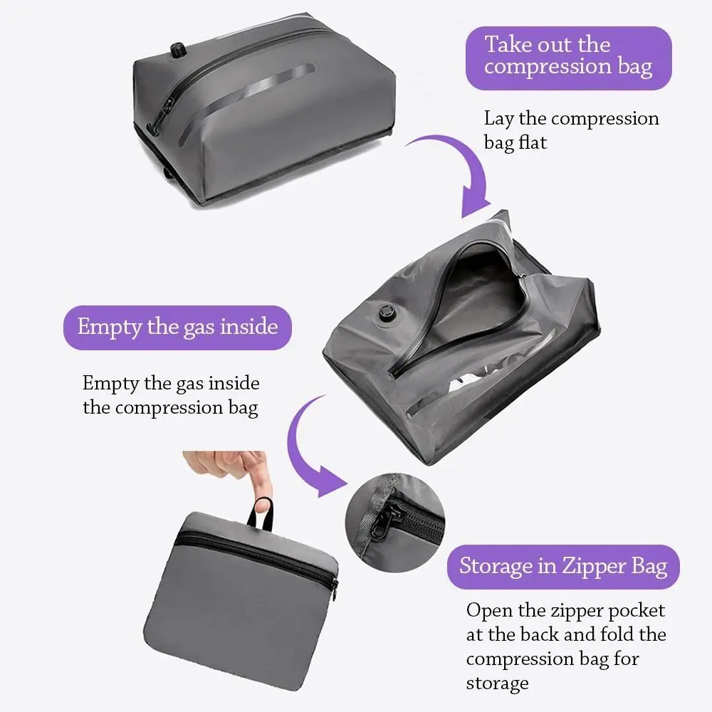أكياس مكنسة قابلة لإعادة الاستخدام للسفر قابلة للطي مقاوم للماء حقيبة ضغط السفر الغبار توفير المساحة الأمتعة حقيبة تخزين فراغ