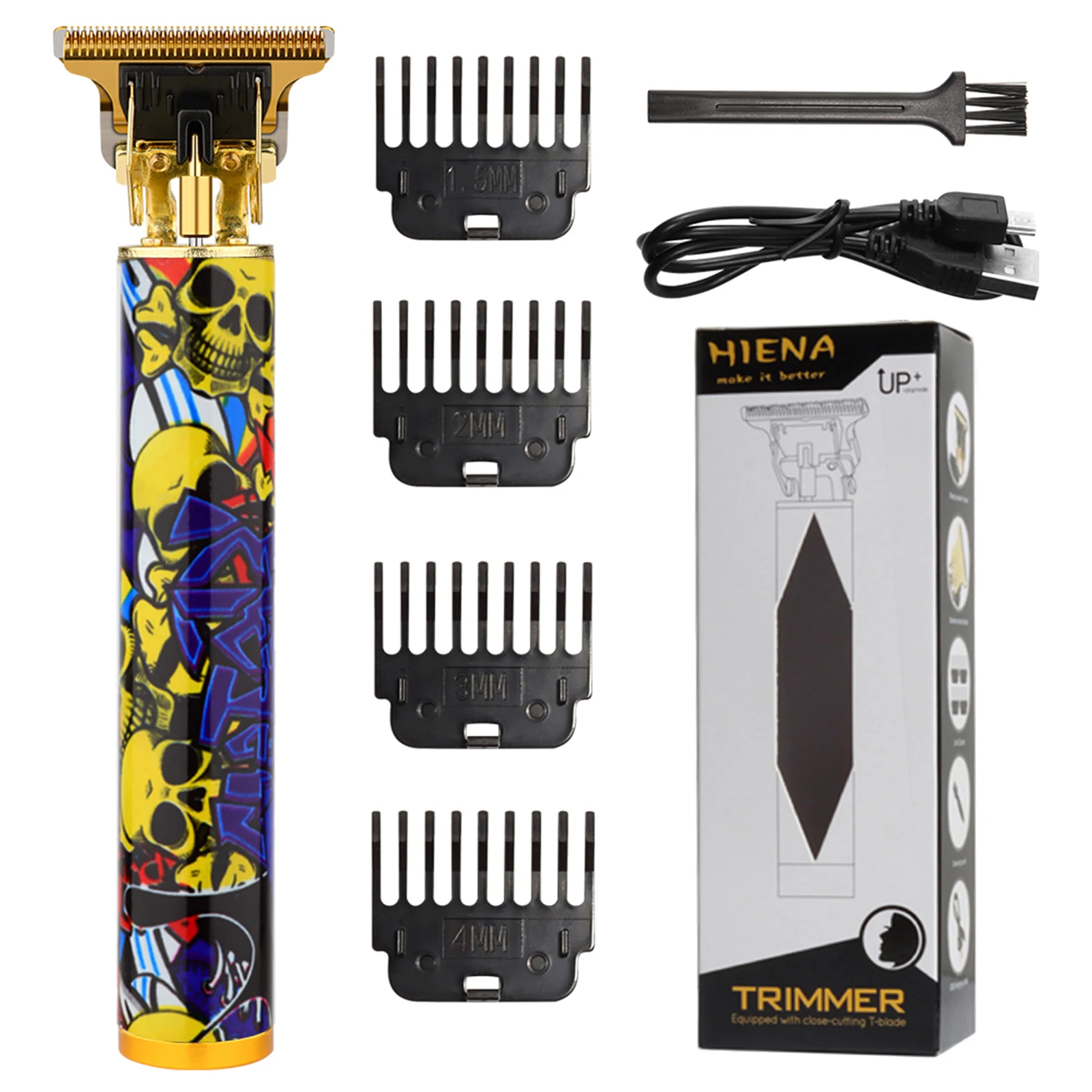 HIENA мужской набор машинок для стрижки волос модный окрашенный череп граффити дизайн электрический триммер для волос портативный бритвенный резак для бритья бороды