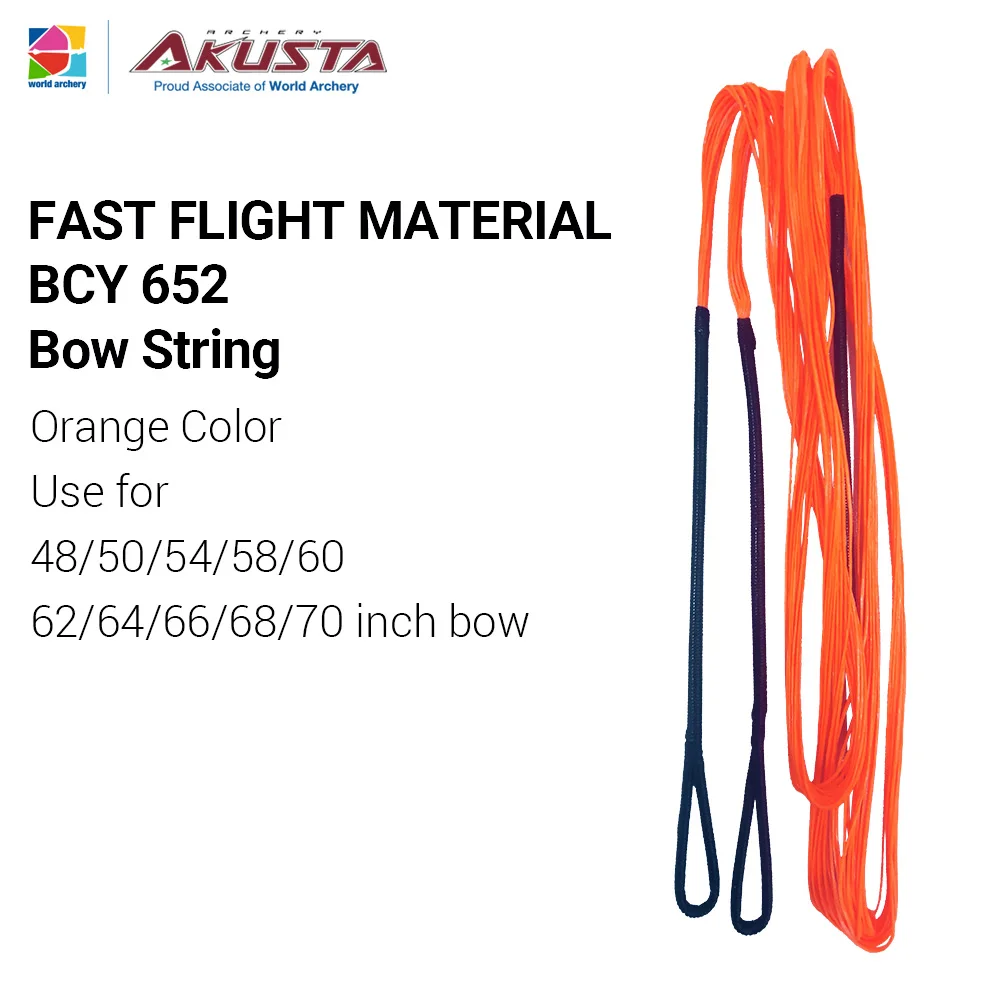 Akusta Recurve Bow String Fast Flight Material BCY 652 16 Strands Orange Use For 48-70 Inch Bow