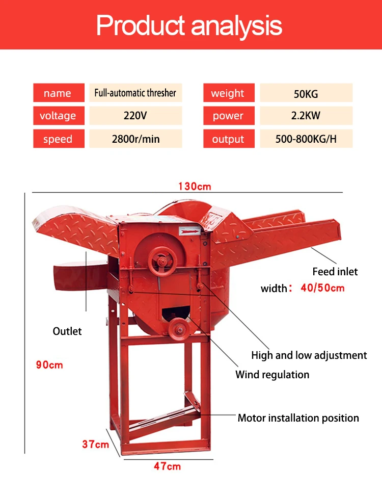 Factory Direct Corn Peanuts Rice Automatic Wheat Bean Harvester Soybean Small Threshing Machine