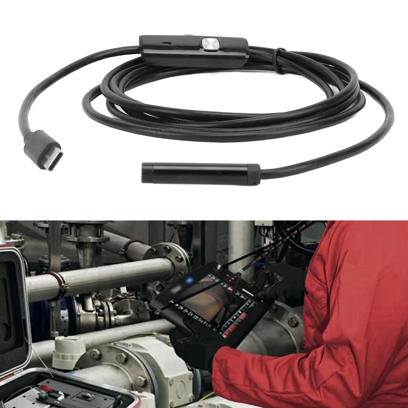 Industrial Endoscope Endoscope Camera Flexible 2MP 7mm Diameter 2m Cable Type C USB MicroUSB for Mechanical Internal Structure