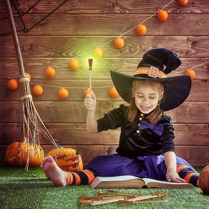 50 Pcs Halloween Party Favors Pencils Witch Broom Prop Writing For Halloween Broomstick Ballpoint Pencils