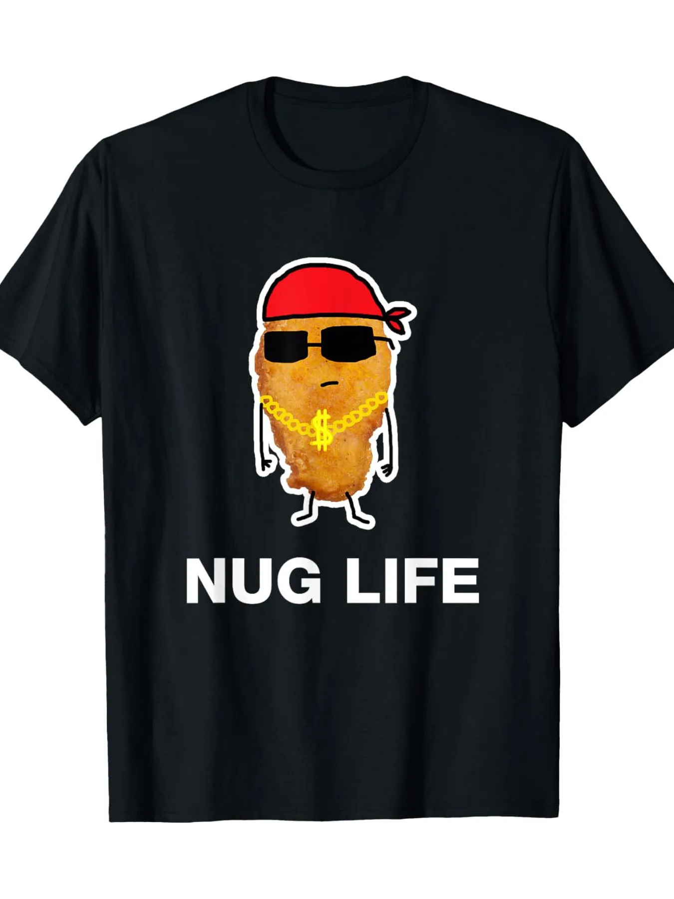 

[100% Cotton T-Shirt] 100% Cotton Men's Funny Chicken Nugget Pattern T-Shirt | Crew Neck, Short Sleeves, Regular