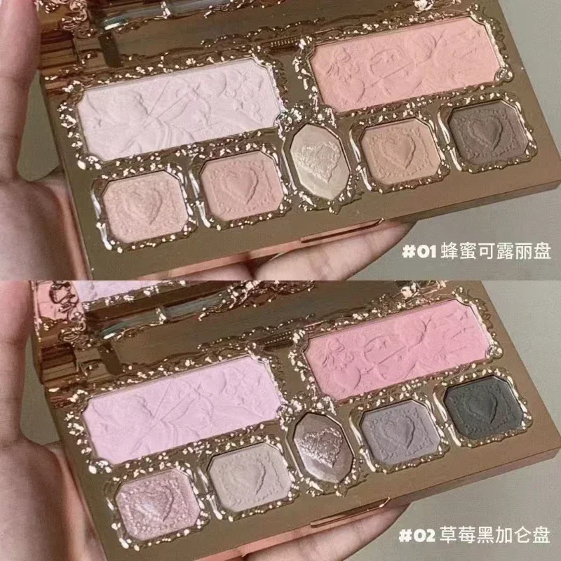 Flower Strawberry Collection Eyeshadow Matte Glitter Shimmer Eyeshadow Face Palette Highlight Blush Longlasting Makeup Palette
