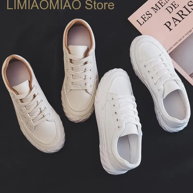 New Woman Basic Footwear Ladies White Simple Flat Shoes Spring and Autumn Casual Shoes Daily Lace-up Solid Shoes