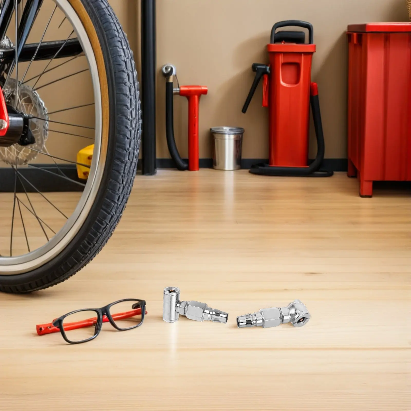 

4Pcs Tire Inflator Nozzle Universal Dual Head Air Pump Chuck Heavy Duty Portable Motorcycle Bicycle Quick Connect Air Chuck