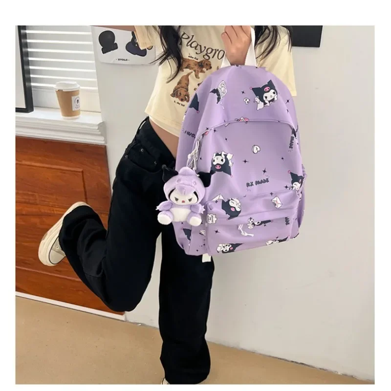 Sanrio Kuromi Cute Cartoon Purple Yellow High Capacity Backpack Stylish Casual School Girl Student Backpack Kawaii Backpack New