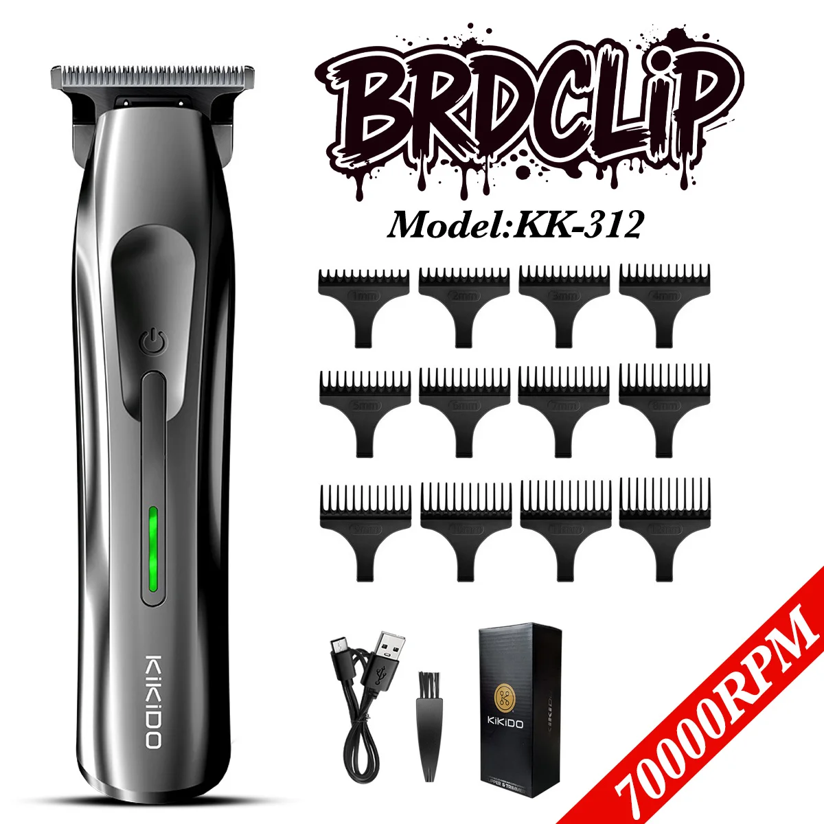 

Professional hair salon hair trimmer KK-312 7000RPM men's sculpting hair clipper beard trimming tool gun gray razor