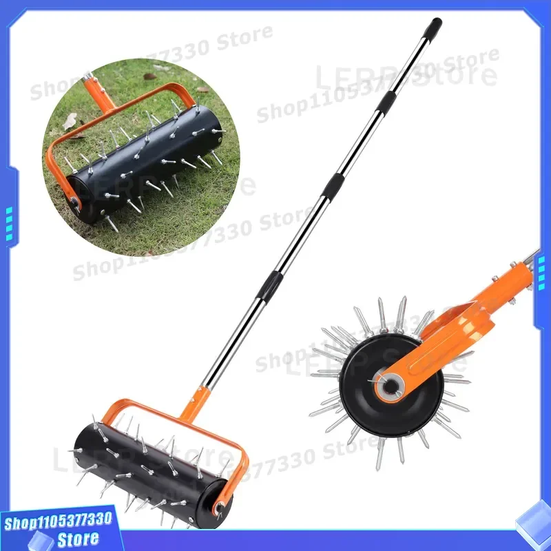 Manual Lawn Aerator Roller Garden Scarifier Tool for Soil Aeration Grass Care Heavy Duty Metal Spikes Tilling Equipment