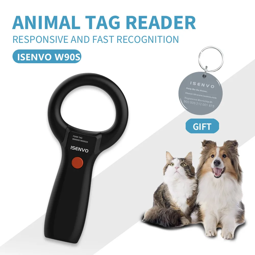 

ISENVO W90S Pet Microchip Scanner Rechargeable RFID EMID Micro Chip Reader Scanner 134.2kHz 125kHz for Animal/Pets/Pigs/Dogs/Cat